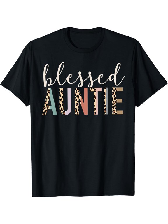 Blessed Auntie Cute Leopard Print T-Shirt