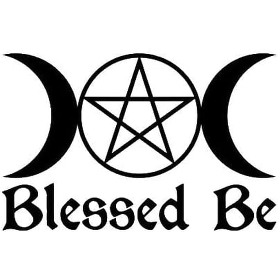 Blessed Be Pagan Wiccan Witch 6 Inch Vinyl Car Decal Moon and Stars Sticker for Truck, Car, Tumbler, Cup, Laptop, Decor, Locker, Table, Window