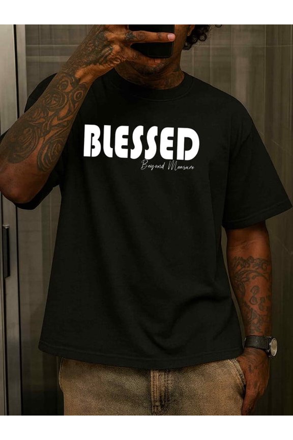 Blessed Beyond Measure mens Exercise 180G 100% Cotton black basketball Running Retro Unisex Shirt Graphic tshirts Unique Design Unisex Shirt Printed tshirts