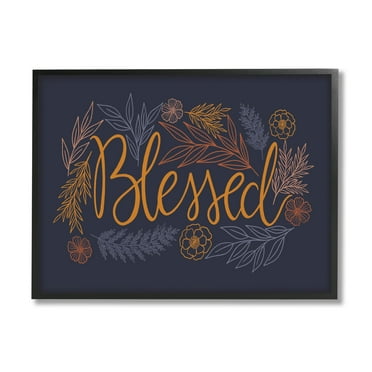 Blessed Botanical Herb Flowers Botanical & Floral Graphic Art Black Framed Art Print Wall Art