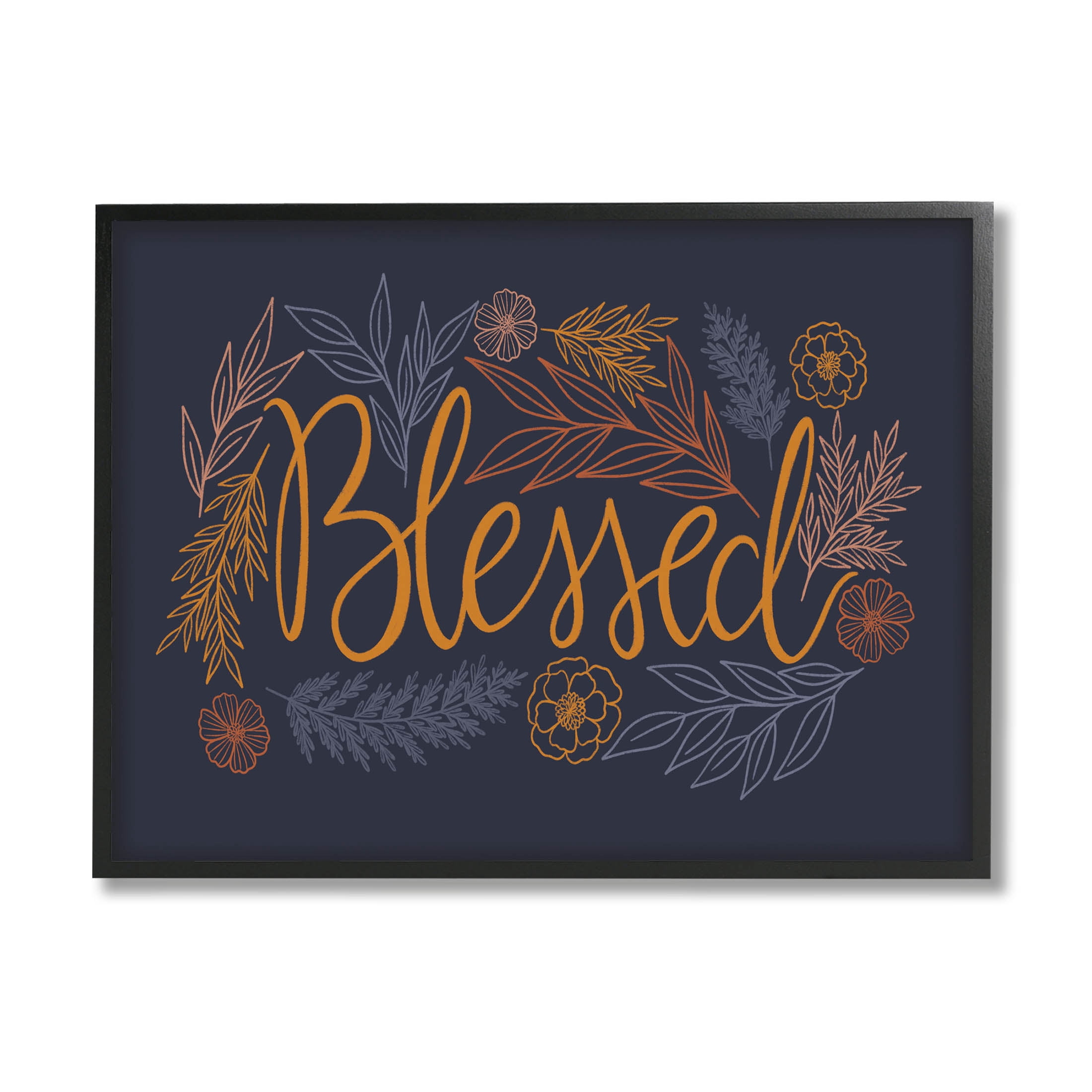 Blessed Botanical Herb Flowers Botanical & Floral Graphic Art Black Framed Art Print Wall Art