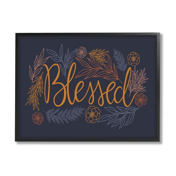 Blessed Botanical Herb Flowers Botanical & Floral Graphic Art Black Framed Art Print Wall Art