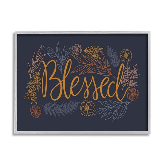 Blessed Botanical Herb Flowers Botanical & Floral Graphic Art Gray Framed Art Print Wall Art