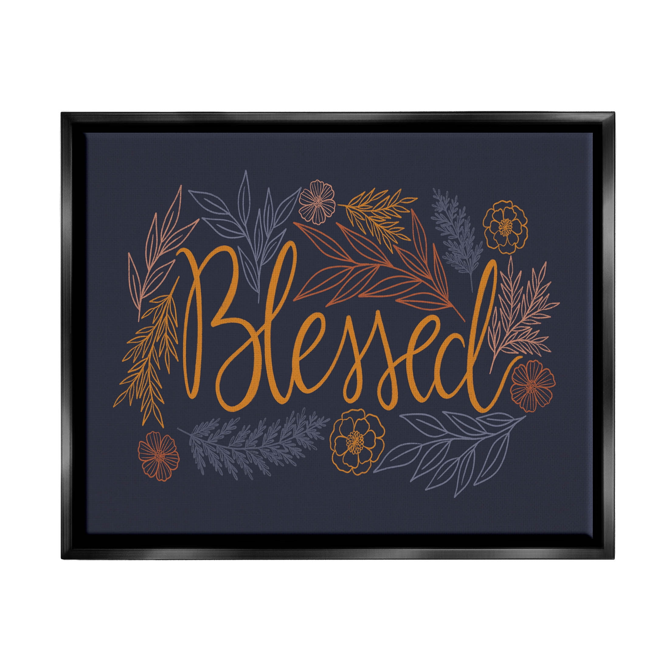 Blessed Botanical Herb Flowers Botanical & Floral Graphic Art Jet Black Framed Art Print Wall Art