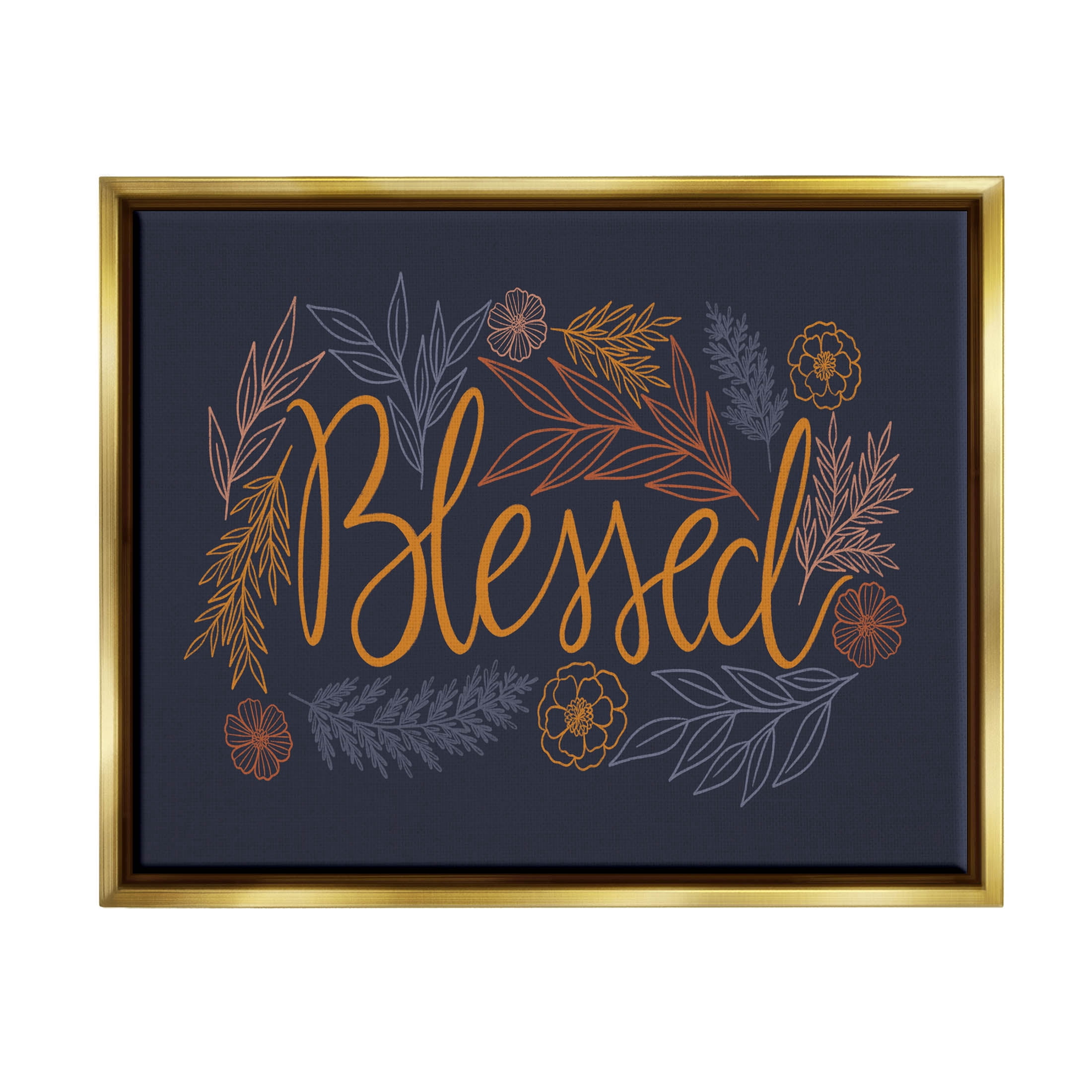 Blessed Botanical Herb Flowers Botanical & Floral Graphic Art Metallic Gold Framed Art Print Wall Art