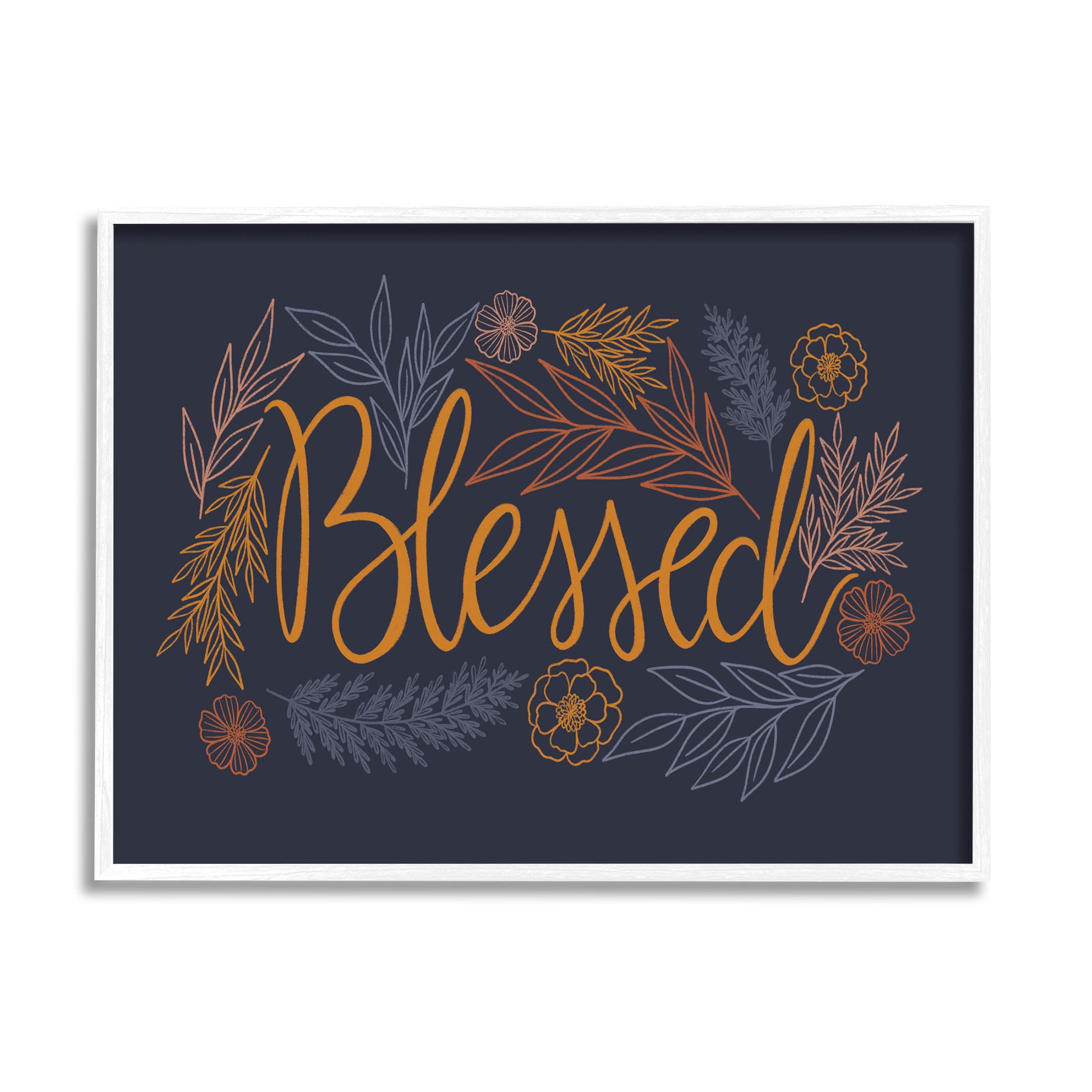 Blessed Botanical Herb Flowers Botanical & Floral Graphic Art White Framed Art Print Wall Art
