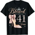thumbnail image 1 of Blessed By God For 41 Years Old 41st Birthday Party Queen T-Shirt, 1 of 5