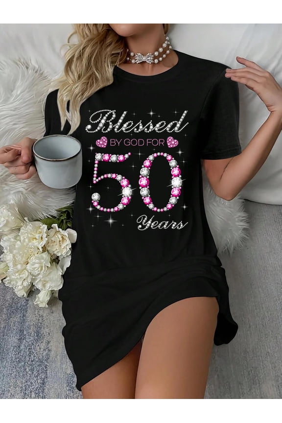 Blessed By God For 50 Years Old 50th Birthday Party B-day T-Shirt Dress Casual Summer Dress Everyday Outfit