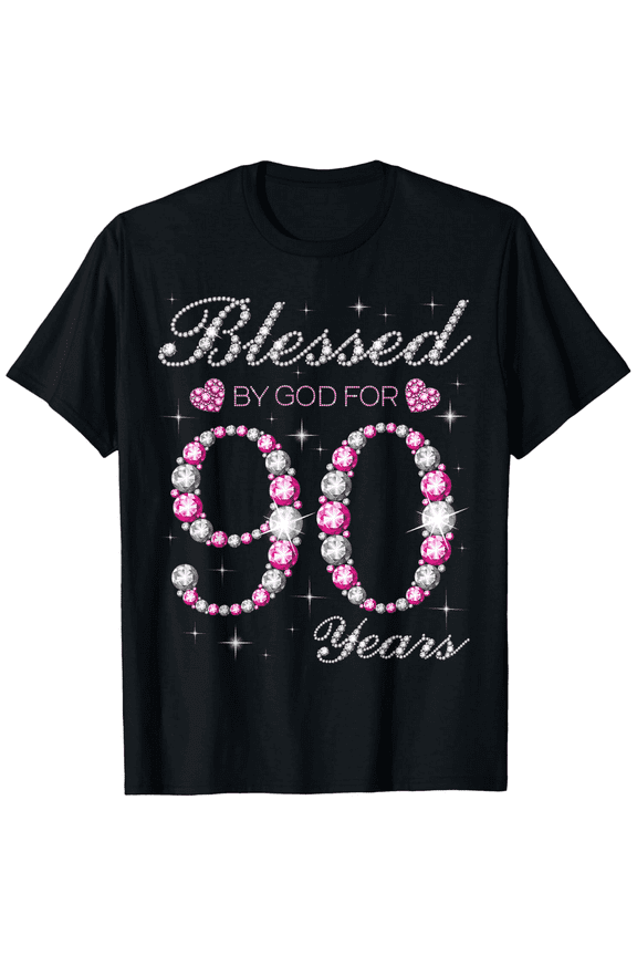 Blessed By God For 90 Years Old 90th Birthday Party B-day Mens T-Shirt100% cotton