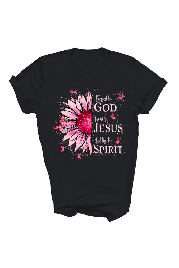 Blessed By God Loved By Jesus Christian T-Shirt All Size S-5XL