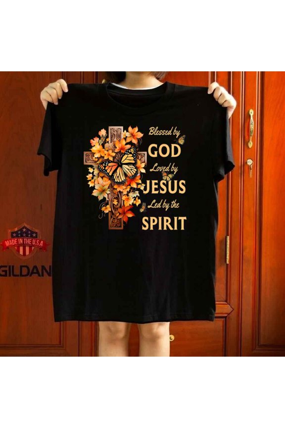 Blessed By God Loved By Jesus Faith Graphic Unisex T-Shirt up to 5XL