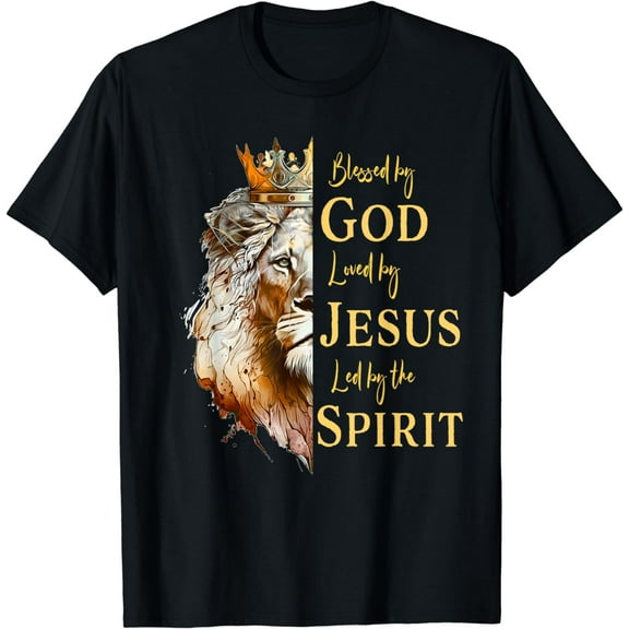 Blessed By God - Loved By Jesus, Lion T-Shirt