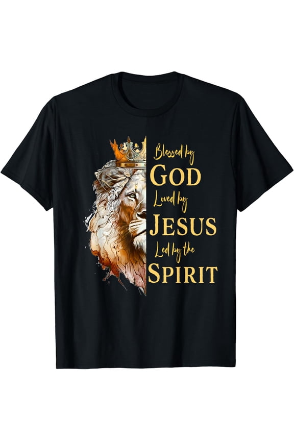 Blessed By God - Loved By Jesus, Lion T-Shirt