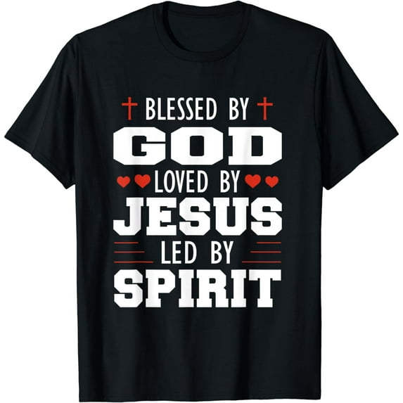 Blessed By God Loved By Jesus Religious Bible Verse T-Shirt