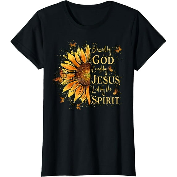 Blessed By God - Loved By Jesus, Sunflower T-Shirt