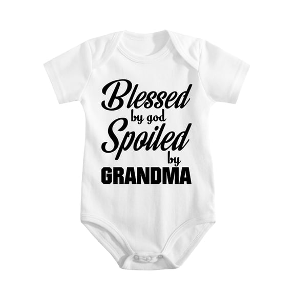 Blessed By God, Spoiled By Grandma Baby Bodysuit Cute Girl Newborn Apparel Funny Boy White-style-1 0-3M