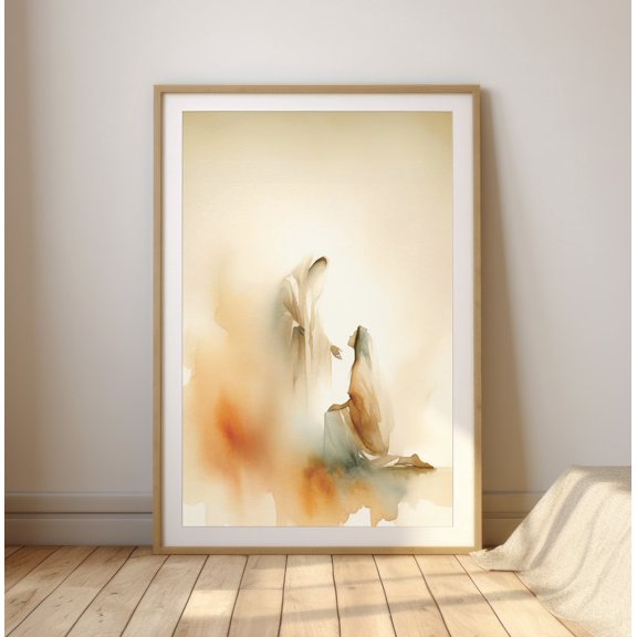 Blessed By Jesus | Minimalist Christian Art | Spiritual Wall Decor Warm Present Vintage UNFRAMED Poster Size 8x12