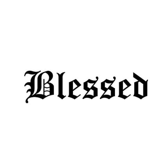 Blessed Car Decal, Old English Font Christian Vinyl Sticker, Gothic Faith Bumper Window Decal for Cars Trucks Suvs, Weatherproof Religious Vehicle Lettering