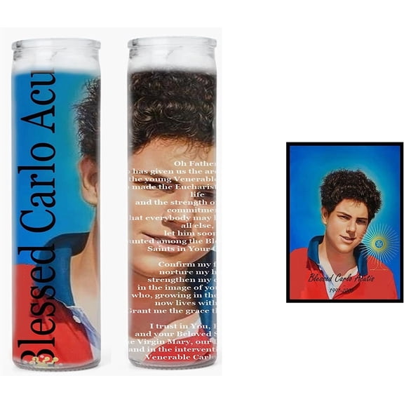 Blessed Carlo Acutis Servant of God Set of 2 Candles with Prayer Card