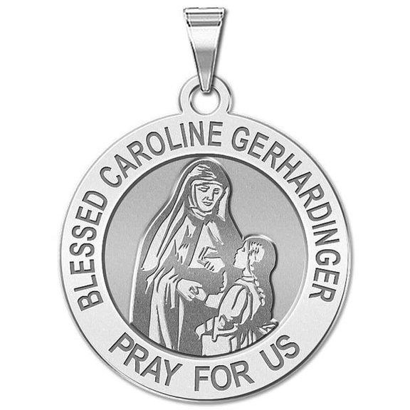 Blessed Caroline Gerhardinger Round Religious Medal - 2/3 Inch Size of Dime, Sterling Silver