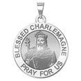 thumbnail image 1 of Blessed Charlemagne Round Religious Medal - - 2/3 in Size of Dime, Solid 14K White Gold, 1 of 2