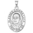 thumbnail image 1 of Blessed Chiara Luce OVAL Religious Medal  - 3/4 Inch X 1 Inch -Solid 14K White Gold, 1 of 1