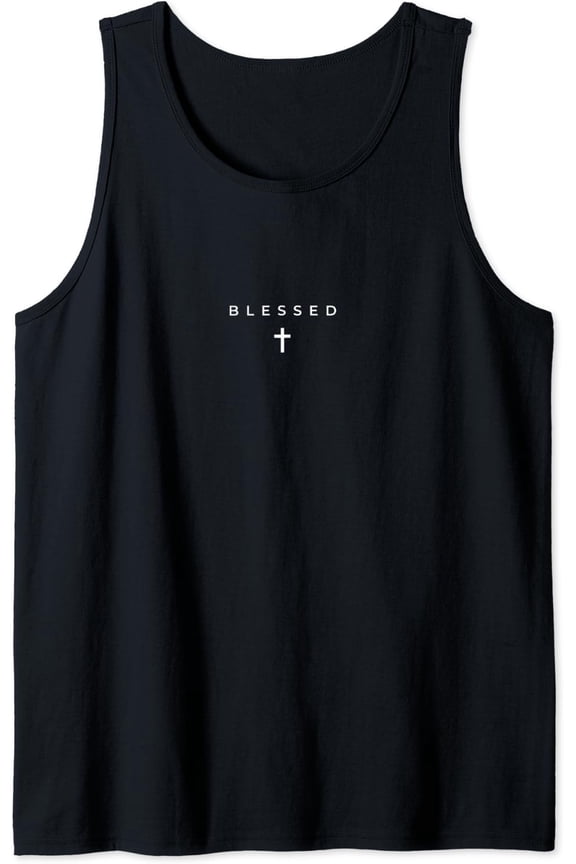 Blessed Cross Subtle Christian Minimalist Religious Faith Tank Top Size S-3XL