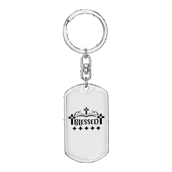 Blessed Crosses Stainless Steel or 18k Gold Premium Swivel Dog Tag Keychain