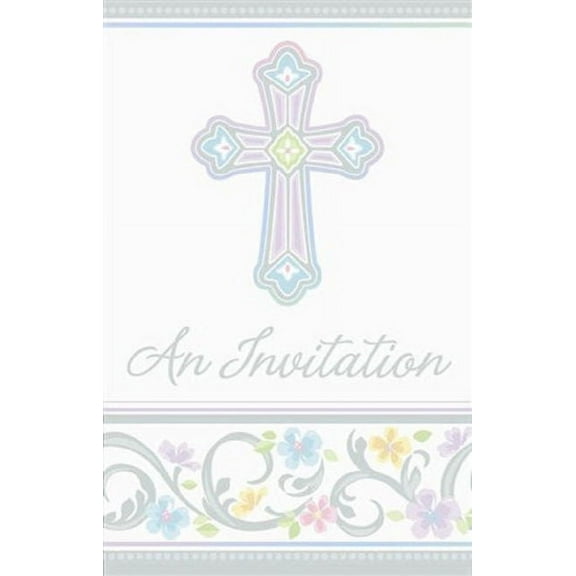 Amscan Blessed Day Folded Invitations With White Envelopes, 3 7/8" x 5 5/8" - 8 Pack (499420) - Religious Invitations, Communion Invitations