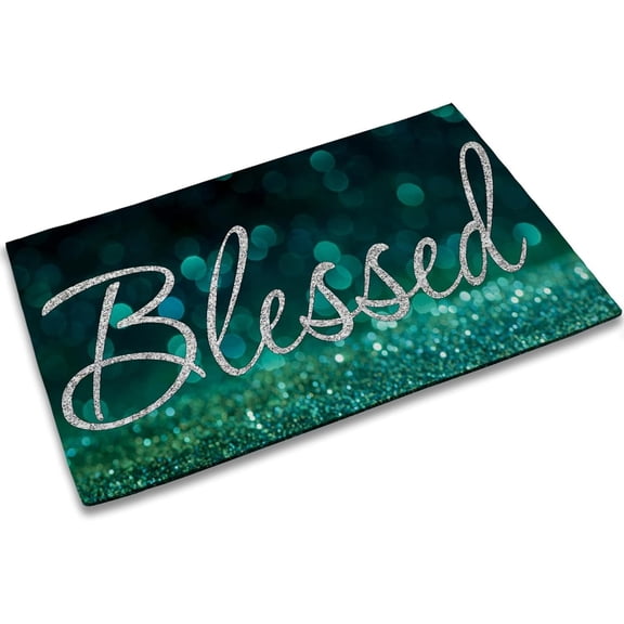 Blessed Door Mat 17 x 30 Inch,Blessed Glitter Welcome Doormat Decorative Home Floor Mat,Non Slip Rubber Back and Strong Water Absorption for Outdoor Indoor Entrance Decor