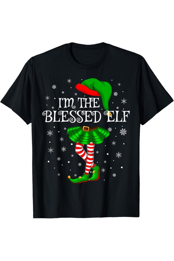 Blessed Elf Christmas Matching Family Women Girls Elf T-Shirt