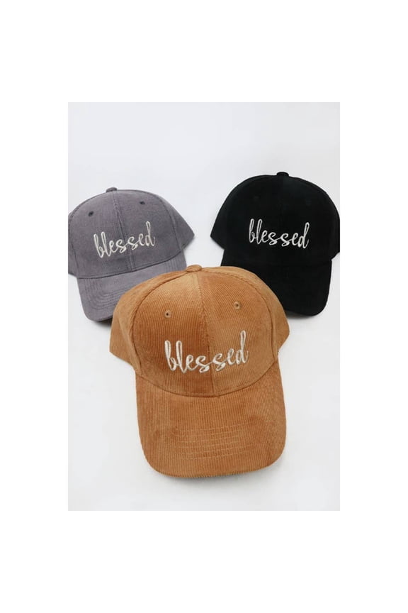 Blessed Embroidered Corduroy Baseball Caps