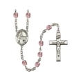 thumbnail image 1 of Blessed Emilee Doultremont Silver-Plated Rosary 6mm June Light Purple Fire Polished Beads Crucifix Size 1 3/8 x 3/4 medal, 1 of 1
