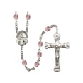 thumbnail image 1 of Blessed Emilee Doultremont Silver-Plated Rosary 6mm June Light Purple Fire Polished Beads Crucifix Size 1 5/8 x 1 medal, 1 of 1