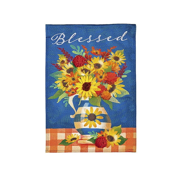 Blessed Floral Arrangement Garden Linen Flag