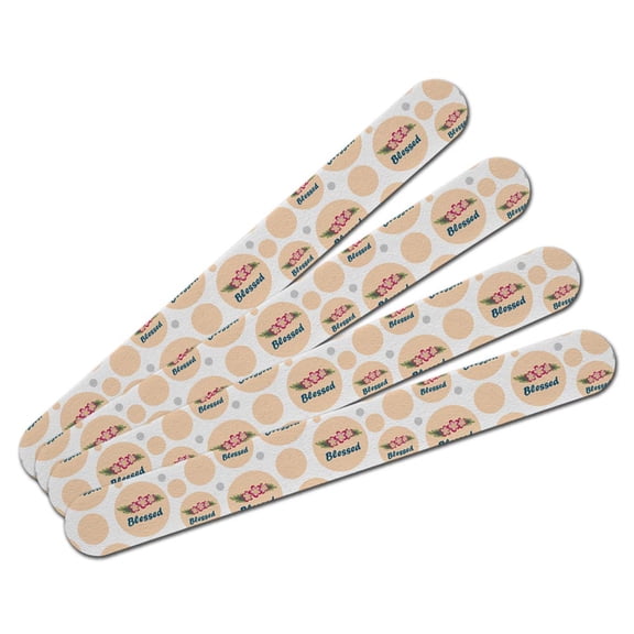 Blessed Floral Flowers Double-Sided Nail File Emery Board Set 4 Pack