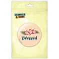 thumbnail image 1 of Blessed Floral Flowers Pinback Button Pin Badge, 1 of 2