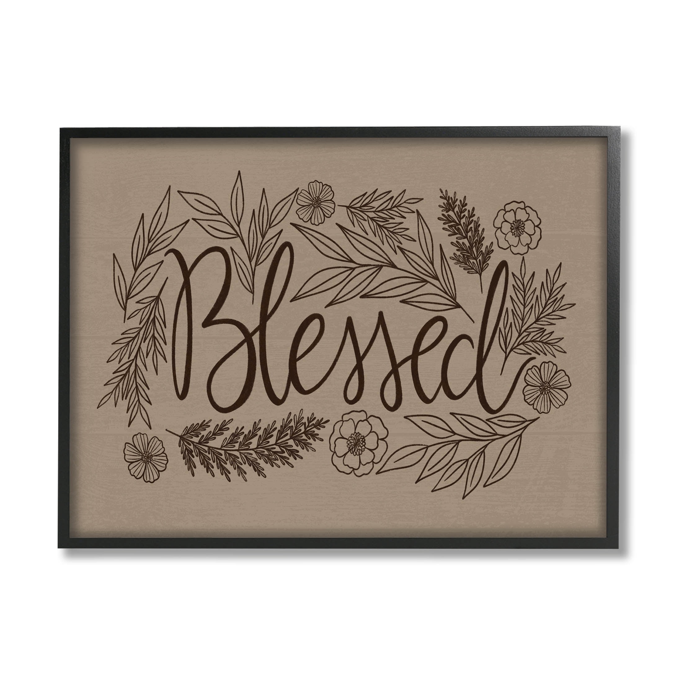 Blessed Flower Botanical Border Botanical & Floral Graphic Art Black Framed Art Print Wall Art