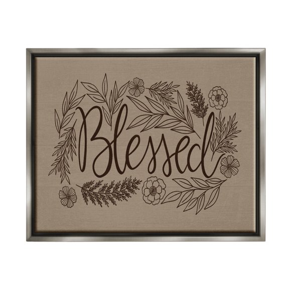 Blessed Flower Botanical Border Botanical & Floral Graphic Art Luster Gray Framed Art Print Wall Art