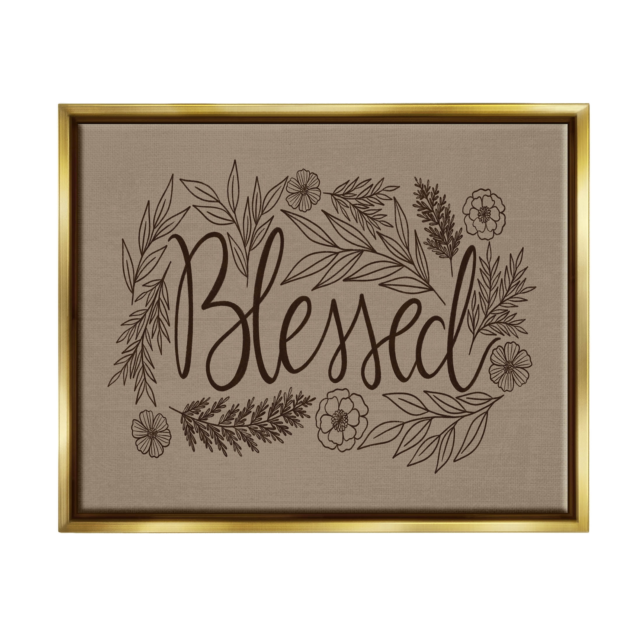 Blessed Flower Botanical Border Botanical & Floral Graphic Art Metallic Gold Framed Art Print Wall Art