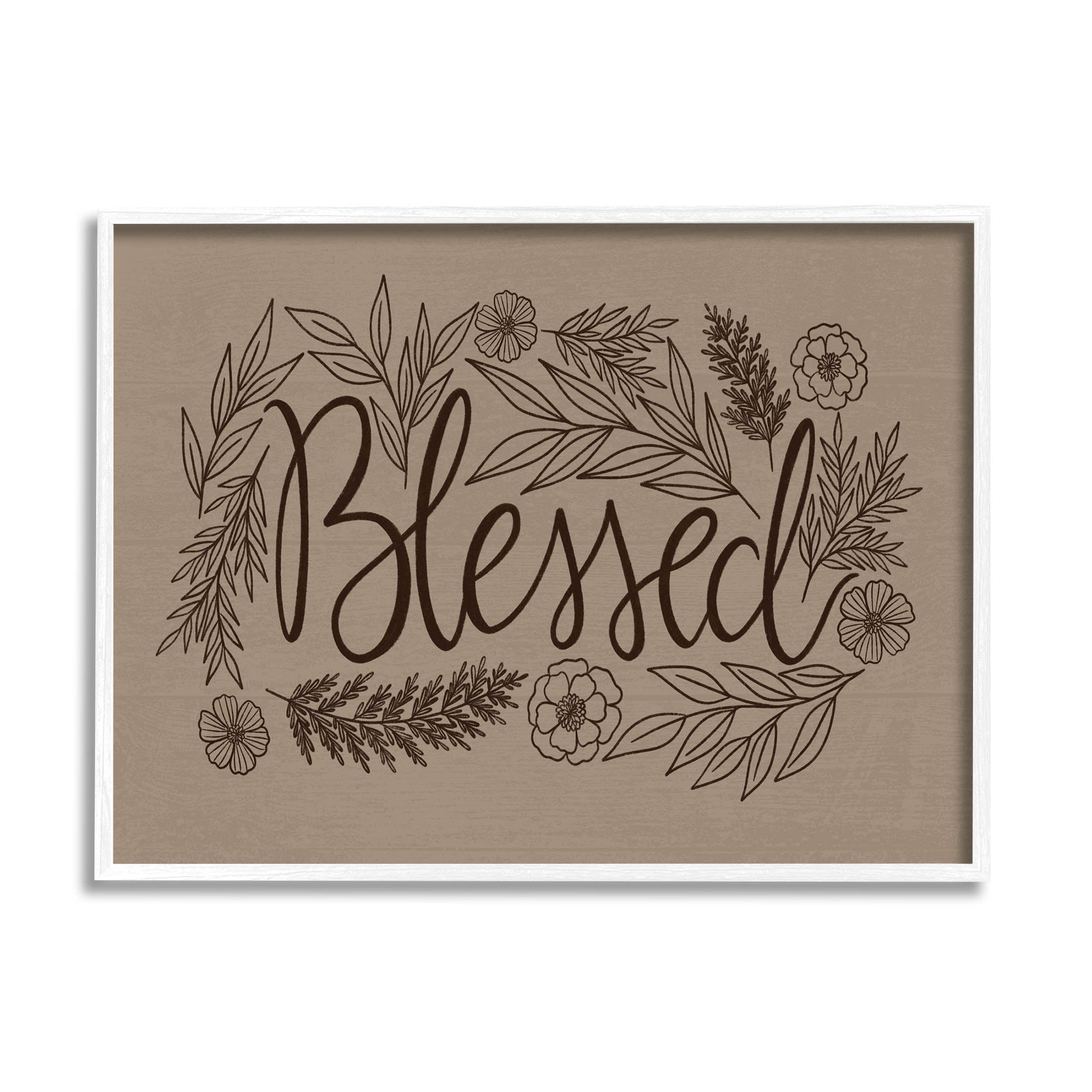 Blessed Flower Botanical Border Botanical & Floral Graphic Art White Framed Art Print Wall Art