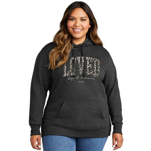 Blessed Girl Womens Hooded Sweatshirt Loved Leopard, Charcoal Heather, SM