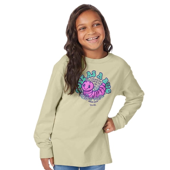 Blessed Girl Kids Long Sleeve T-Shirt Cute As A Bug, Soft Yellow, SM