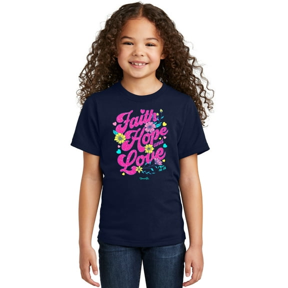Blessed Girl Kids T-Shirt Faith Hope And Love