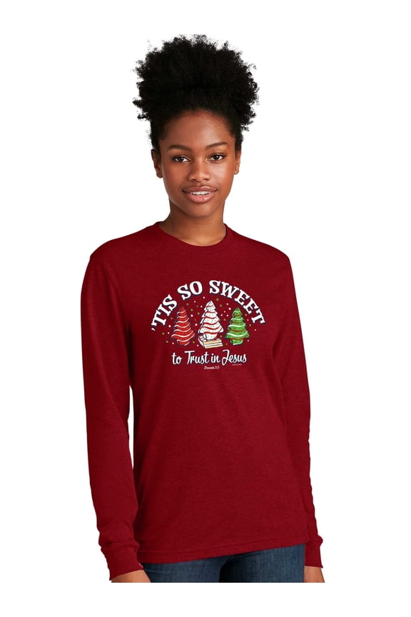Womens Long Sleeve T-Shirt Tis So Sweet, Cardinal, MD