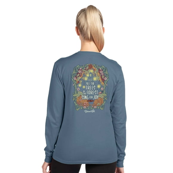 Womens Long Sleeve T-Shirt Trees Of The Forest, Indigo Blue, XL
