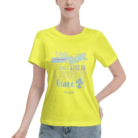 Blessed Girl State Of Grace Women'S Basic Short Sleeve T-Shirt Yellow Xx-Large