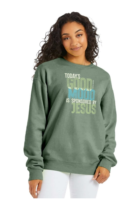 Womens Sweatshirt Good Mood, Dark Sage, LG