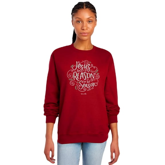 Blessed Girl Womens Sweatshirt Jesus Is The Reason, Red, XL