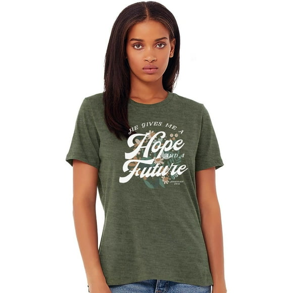 Womens Boyfriend T-Shirt Hope And Future Floral